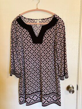 White House Black Market Pink Geometric Tunic Dress Size Large
